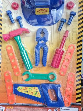 Imagem de Brinquedo Kit Ferramentas Construtor Junior Com Capacete