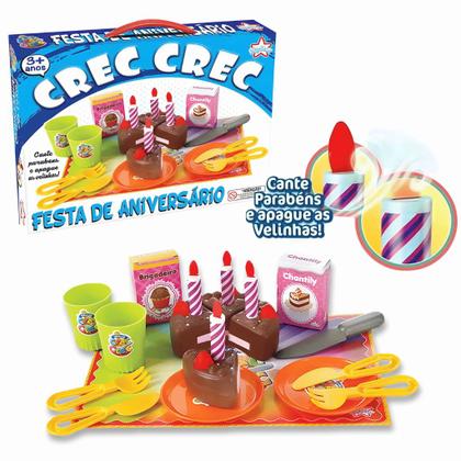 Imagem de Brinquedo Kit Infantil Comidinhas 4 Tipos Aniversário + Sorveteria +Vamos Lanchar + Salada Frutas Crec Crec Faz de Conta