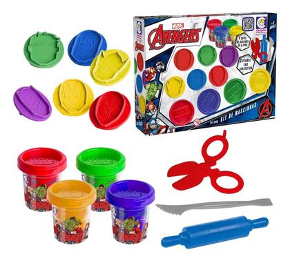 Imagem de Brinquedo Kit Massinha Marvel Avengers com Carimbos Cotiplás