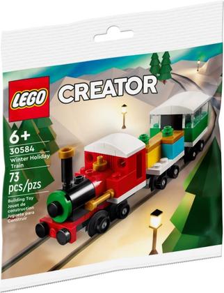 Imagem de Brinquedo LEGO Winter Holiday Train 30584 com locomotiva e carruagem