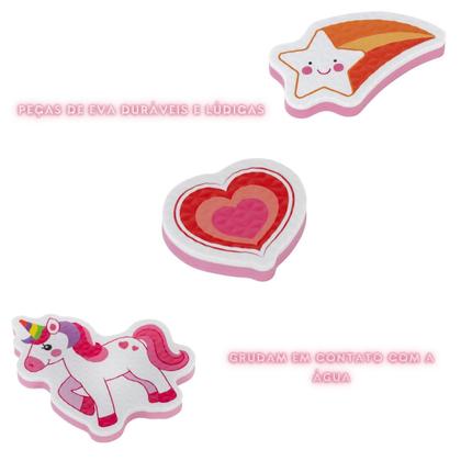 Imagem de Brinquedo Lúdico Hora do Banho Molhou Grudou c/ 16 peças Aderentes em EVA - BRW  Criativo  Bebês  Maternidade