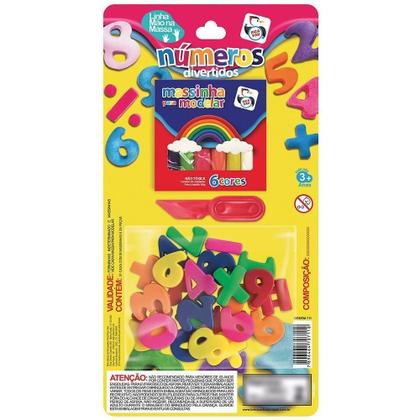 Imagem de Brinquedo Massinha De Modelar 6 Cores Molde Números Infantil