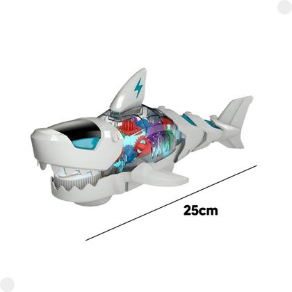 Imagem de Brinquedo Meca Tubarão Branco Robô C/ Luz 7204 - Braskit
