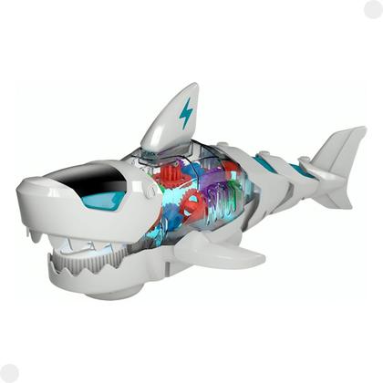 Imagem de Brinquedo Meca Tubarão Branco Robô C/ Luz 7204 - Braskit