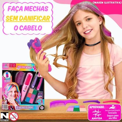 Imagem de Brinquedo Mechas De Cabelo Colorida Pintar Cabelo Polibrinq