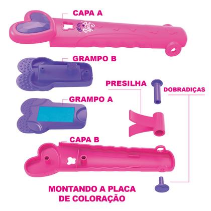 Imagem de Brinquedo Menina Kit Infantil Mechas Coloridas Para Pintar O Cabelo Com, Brilho, Lavável E Seguro, Dermatologicamente Testado Mega Compras