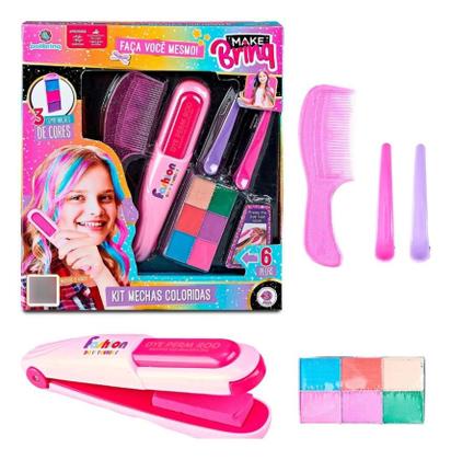 Imagem de Brinquedo Menina Mechas De Cabelo Colorida Pintar Cabelo Polibrinq