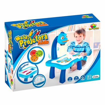 Imagem de Brinquedo Mesa De Pintura Projetora Infantil Dinossauro Cor Azul Mesinha De Desenho