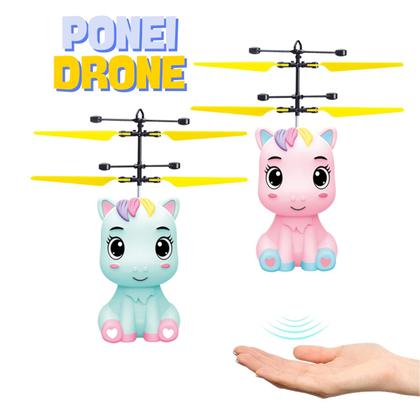 Imagem de Brinquedo Mini Drone Ponei Unicórnio Voador Infravermelho Sensor de Apoximação Luz Carregador USB Voa de Verdade