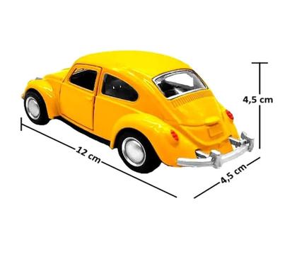 Imagem de Brinquedo Mini Fusca Carrinho Fricção Abre Porta Amarelo