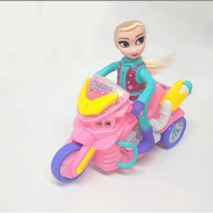 Imagem de Brinquedo mini princesa boneca na moto com luz e música