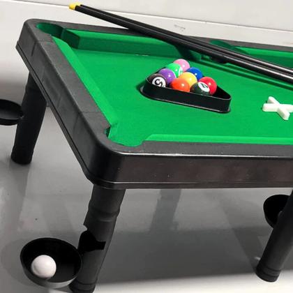 Imagem de Brinquedo Mini Sinuca Mesinha Infantil Jogo Bilhar Snooker Mesa Verde Tacos Bolinhas Aniversário Dia das Crianças Férias