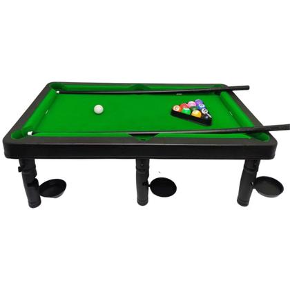 Imagem de Brinquedo Mini Sinuca Mesinha Infantil Jogo Bilhar Snooker Mesa Verde Tacos Bolinhas Aniversário Dia das Crianças Férias