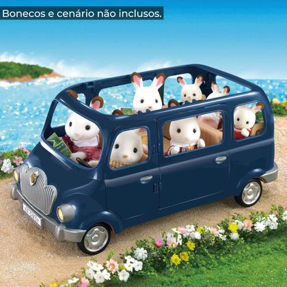 Imagem de Brinquedo Mini Van Azul Sylvanian Families Sete Lugares Bancos Removíveis E Acessórios