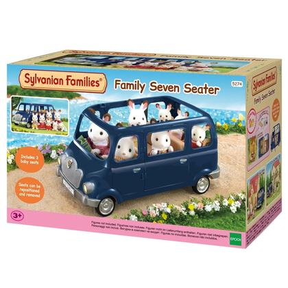 Imagem de Brinquedo Mini Van Azul Sylvanian Families Sete Lugares Bancos Removíveis E Acessórios