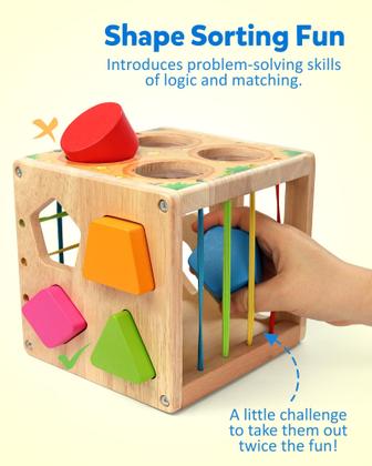 Imagem de Brinquedo Montessori Coogam Shape Sorting Cube Whack Mole Toddler