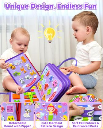 Imagem de Brinquedo Montessori infantil Busy Board Walenty de 1 a 4 anos roxo
