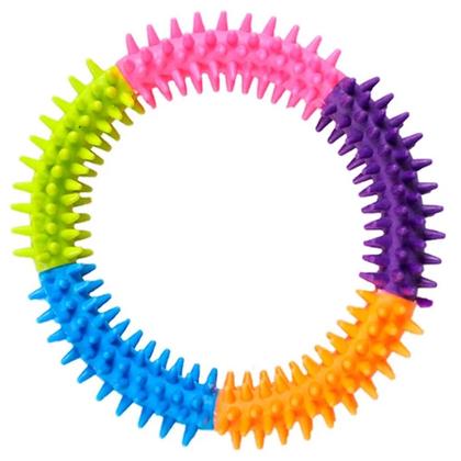 Imagem de Brinquedo Mordedor Argola de Borracha para Cachorro Arco Colorido Grande Savana Pet