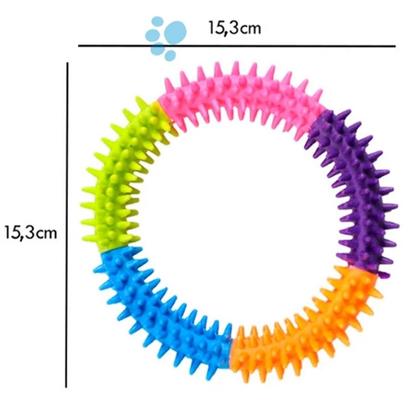 Imagem de Brinquedo Mordedor Argola de Borracha para Cachorro Arco Colorido Grande Savana Pet