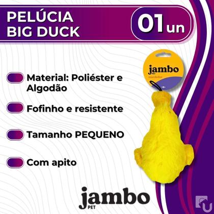 Imagem de Brinquedo Mordedor Big Duck Pequeno Pato Pelúcia Pet Com Som Para Cães - Jambo Pet