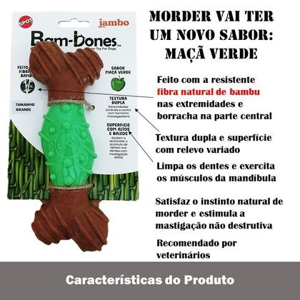 Imagem de Brinquedo Mordedor para cachorro Osso Bambone G Maçã Verde