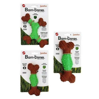 Imagem de Brinquedo Mordedor para cachorro Osso Bambone G Maçã Verde