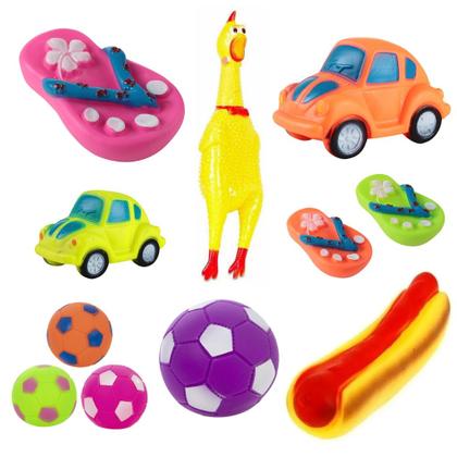 Imagem de Brinquedo Mordedor Para Cachorro Pet Galinha Bolinha Kit 5un