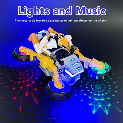 Imagem de Brinquedo Moto Acrobática Com Músicas Luzes, Motocicleta Giratório 360