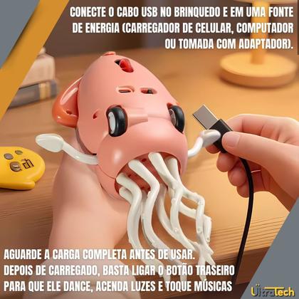 Imagem de Brinquedo Musical Polvo Dançante Com Luz Led Sensor de Obstáculos Recarregável Presente