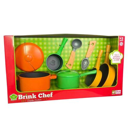 Imagem de Brinquedo Panelinhas Kit Brink Chef 09 Peças Teflon Kit Cozinha Infantil