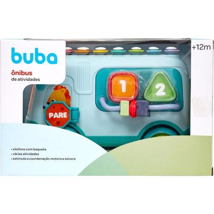 Imagem de Brinquedo Para Bebê Ônibus de Atividades Dos Animais Com Xilofone Maracas e Formas Encaixáveis - Buba