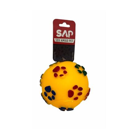 Imagem de Brinquedo para Cachorro Bola Com Patinhas Variadas 8cm - Sap