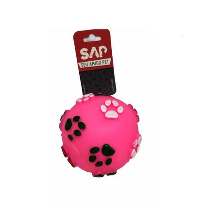 Imagem de Brinquedo para Cachorro Bola Com Patinhas Variadas 8cm - Sap