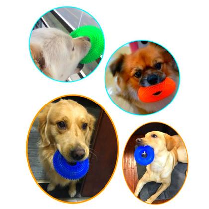Imagem de Brinquedo para Cachorro Mordedor Argola de Borracha Pet Cães com Apito