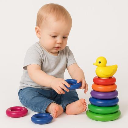Imagem de Brinquedo para Crianças de 1 ano Pedagógicos de Empilhar Menino e Menina