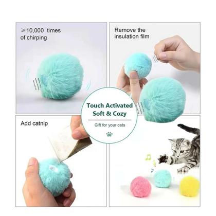 Imagem de Brinquedo Para Gato Bola Pelúcia Interativo Com Som e Catnip