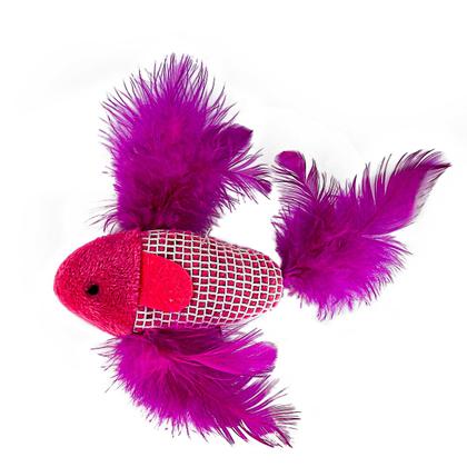 Imagem de Brinquedo para Gatos com Catnip 100 Natural Pawise  Peixe Rosa  Estímulo e Diversão