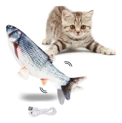 Imagem de Brinquedo Para Gatos Peixe Pelúcia Eletrônico Movimenta Mexe calda