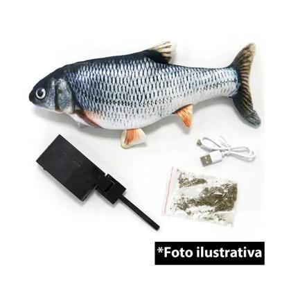 Imagem de Brinquedo Para Gatos Peixe Pelúcia Eletrônico Movimenta Mexe calda