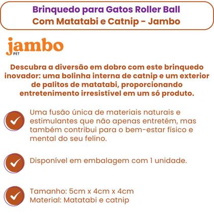 Imagem de  Brinquedo para Gatos Roller Ball Com Matatabi e Catnip - Jambo Pet