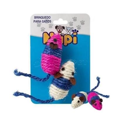 Imagem de Brinquedo Para Gatos Sisal Catnip Kit dois Ratinhos