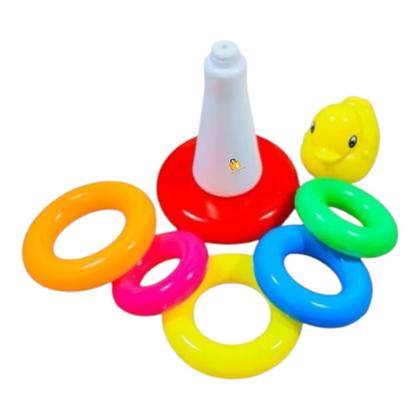 Imagem de Brinquedo Pedagógico Educativo Torre De Argolas Patinho De Empilhar - Pais E Filhos