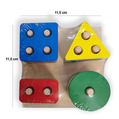 Imagem de Brinquedo Pedagógico Encaixe 4 Formas Geométricas Mdf