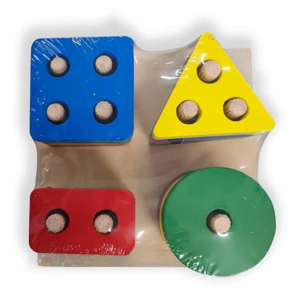 Imagem de Brinquedo Pedagógico Encaixe 4 Formas Geométricas Mdf