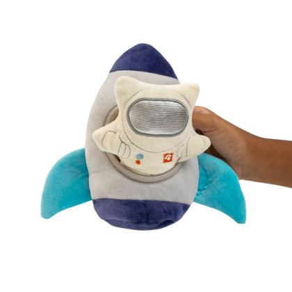 Imagem de brinquedo pelúcia foguete com astronautas para cães e gatos pet - oikos animal
