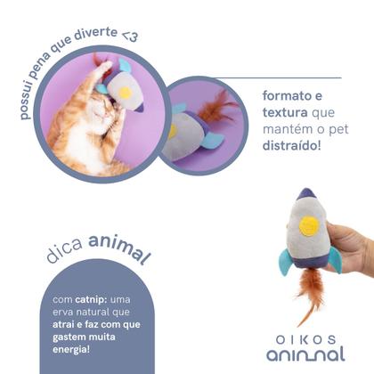 Imagem de brinquedo pelúcia foguete com catnip para gatos - oikos animal
