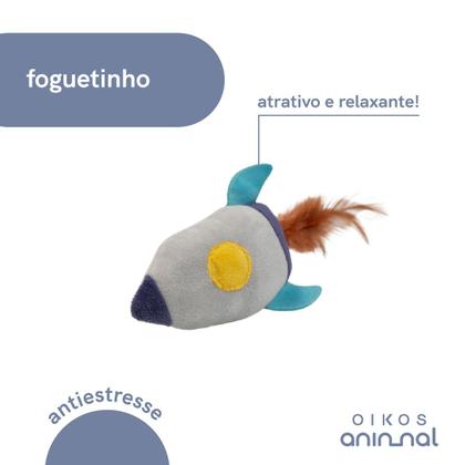 Imagem de brinquedo pelúcia foguete com catnip para gatos - oikos animal