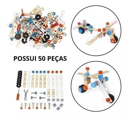 Imagem de Brinquedo Pequeno Engenheiro 50 Pecas Montar Madeira