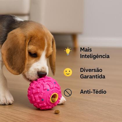 Imagem de Brinquedo Pet Bolinha Bola Interativa Porta Ração Petisco Com Apito Para Cães Gatos Cachorros