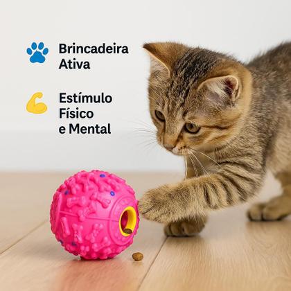 Imagem de Brinquedo Pet Bolinha Bola Interativa Porta Ração Petisco Com Apito Para Cães Gatos Cachorros